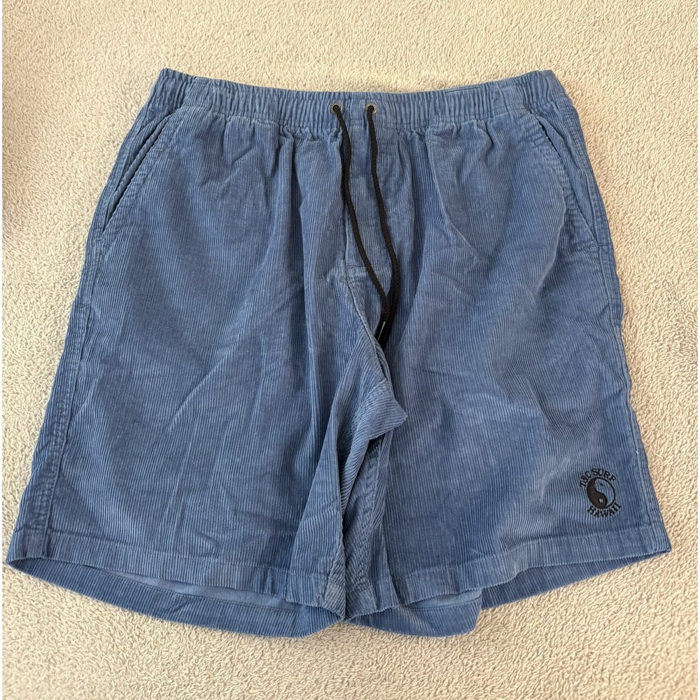 T&C Surf Designs Hawaii Mens 36 (34) Blue Corduroy Shorts Retro Surf Wale Beach